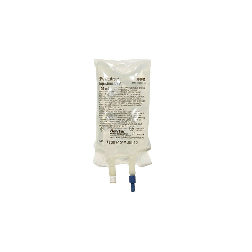 Solution injectable de dextrose à 5 %, conditionnement de quatre unités
