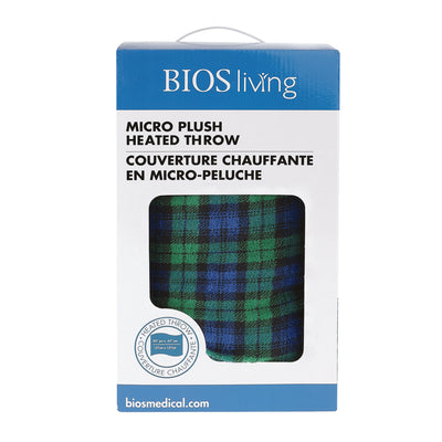 Bios Living - Micro Plush Electric Throw (Blue/Green Plaid) (57111)