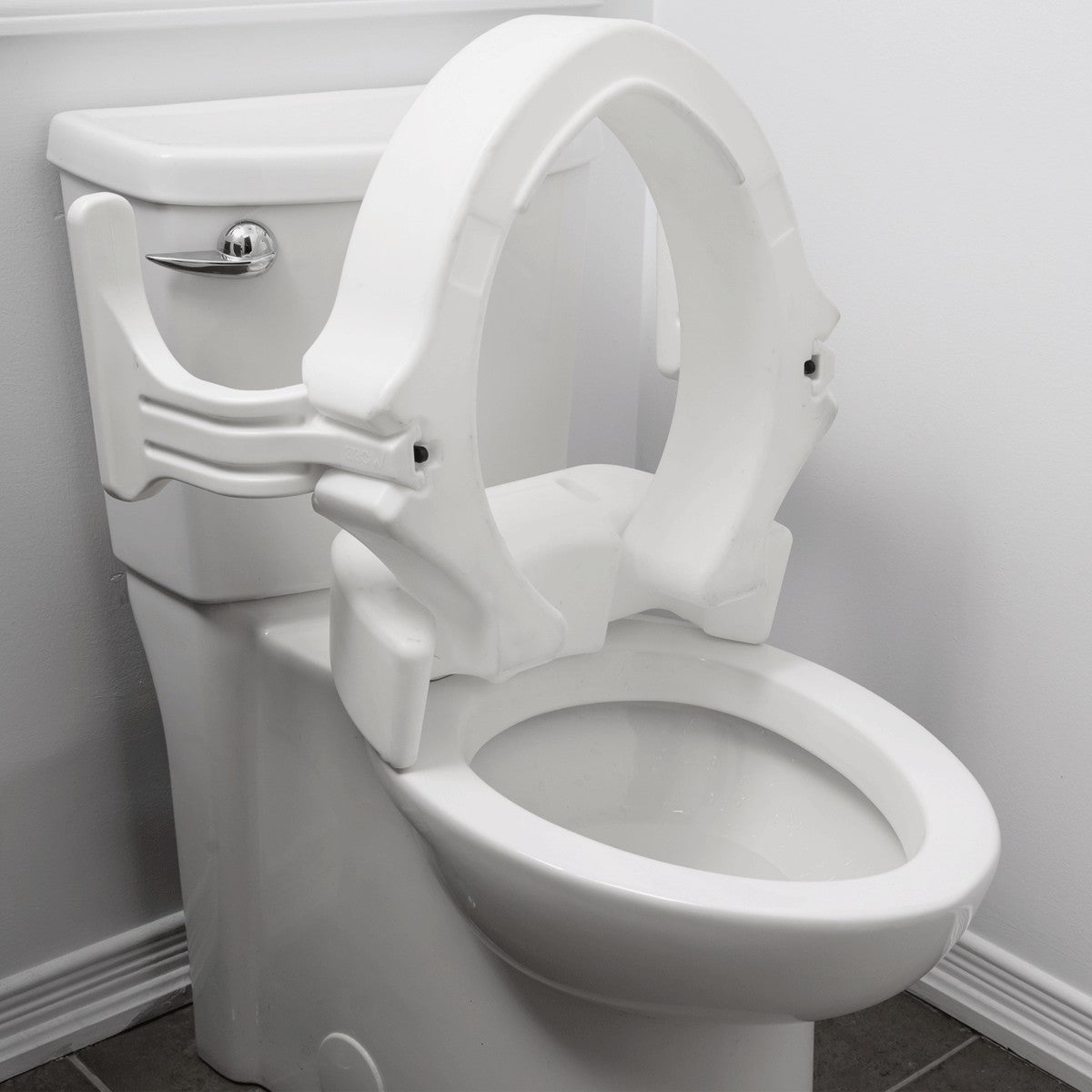 Hinged Raised Toilet Seat with Handles