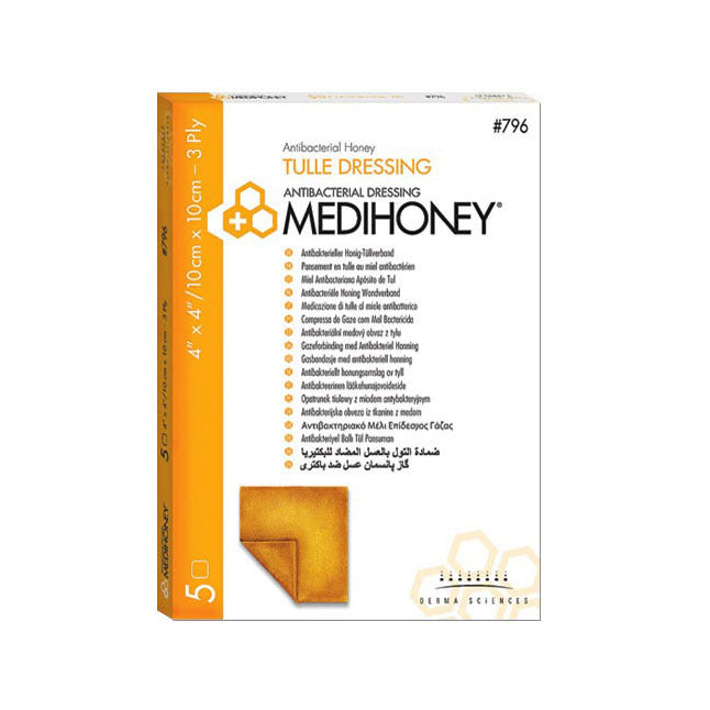 Medihoney Antibacterial Honey Tulle Dressing, 3-Ply