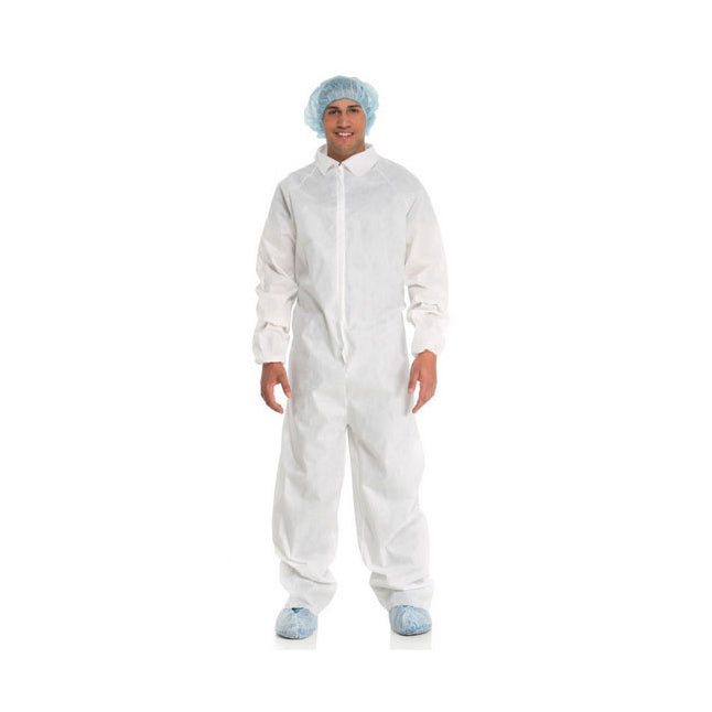 Combinaison de protection renforcée, avec poignets élastiques, blanche