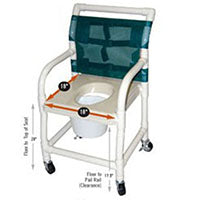 Chaise de douche/toilette, PVC, accoudoirs fixes