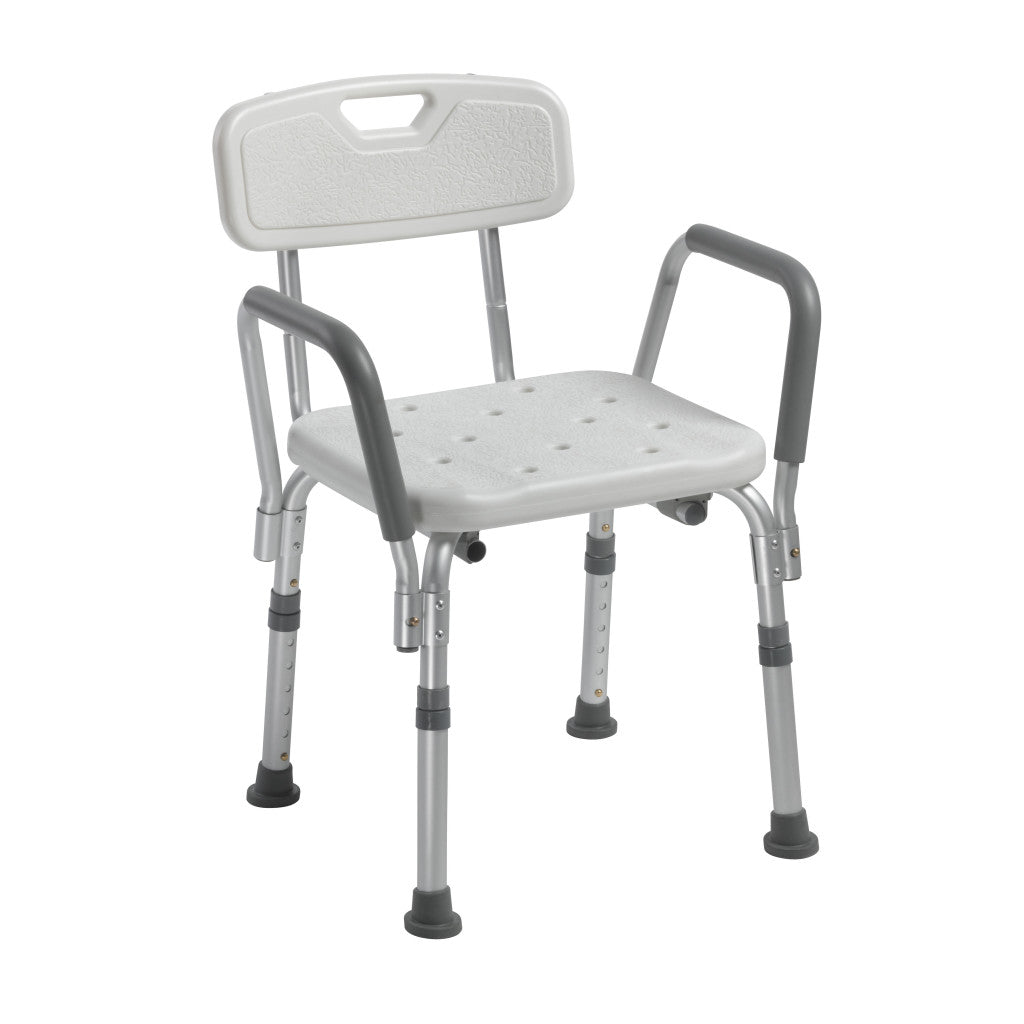 Chaise de douche avec dossier et accoudoirs rembourrés amovibles