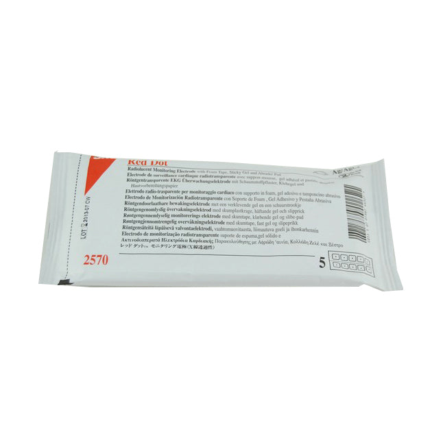 Red Dot Monitoring Electrode, Multipurpose, with Sticky Gel, Radiolucent Stud, Skin Prep Surface