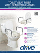 Drive Premium Raised Toilet Seat With Removable Arms (Regular), 3.5"