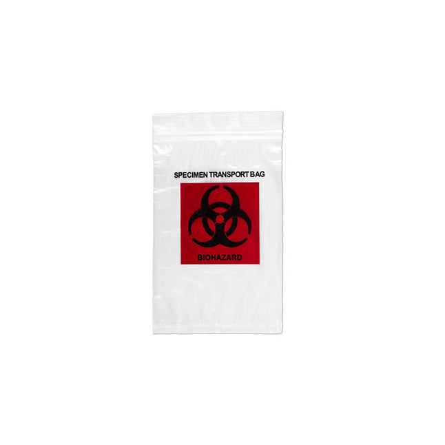 Lab Specimen Transport Bag, Zip Closure with Pouch, Clear/Black and Red