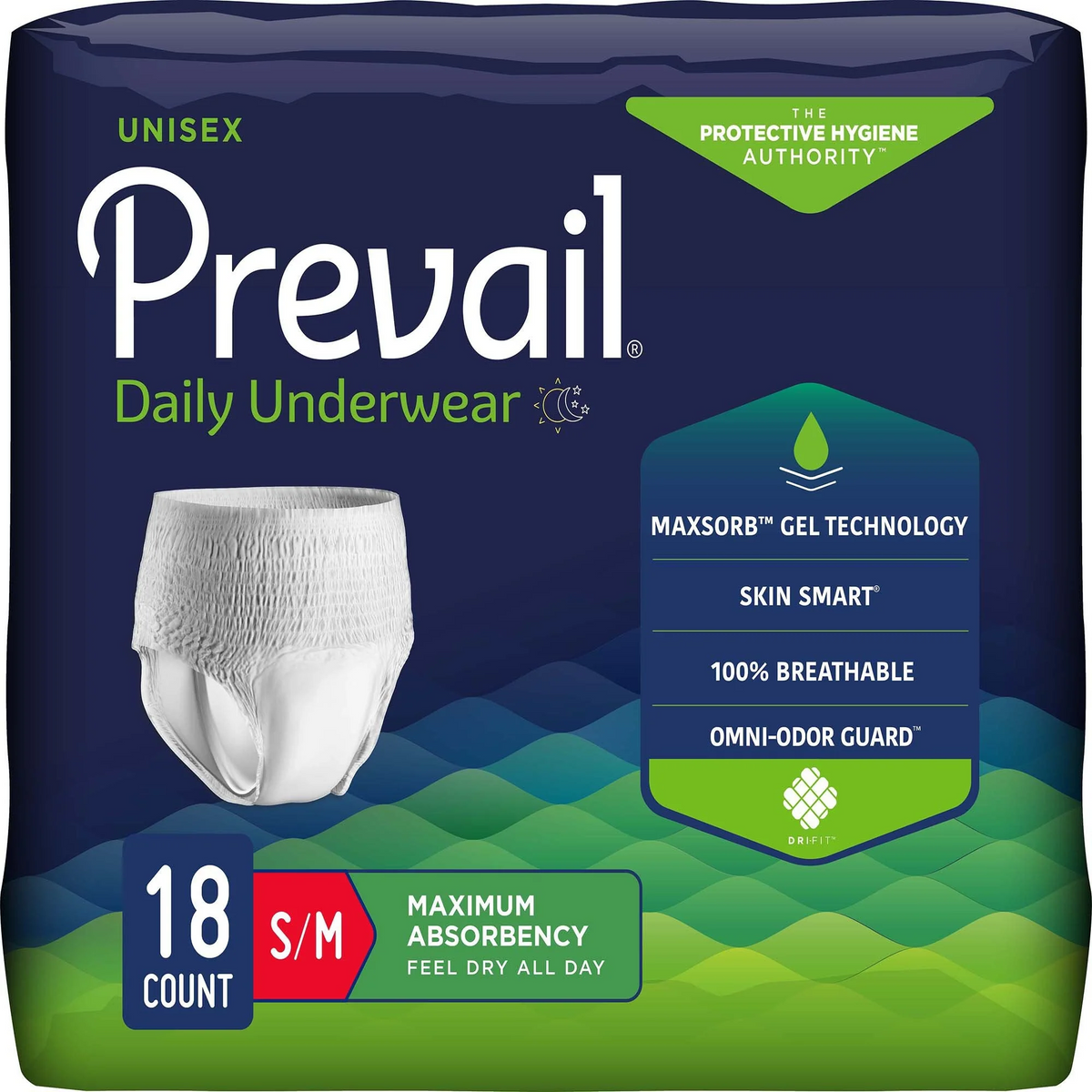 Unisex Adult Absorbent Underwear Prevail Per-Fit Extra Pull On with Tear Away Seams