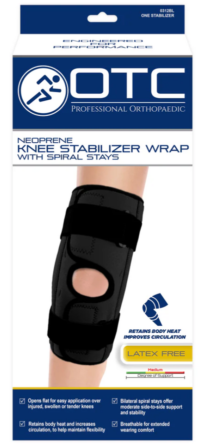 OTC Neoprene Knee Stabilizer/Spiral Stays Black