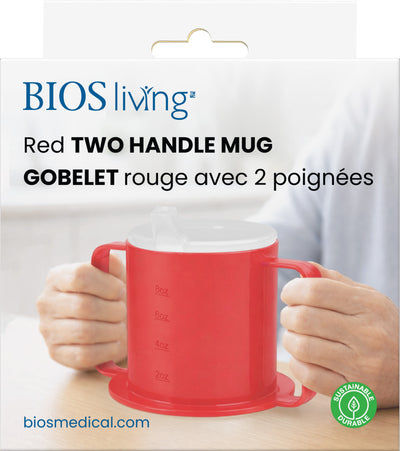 BIOS Living - Red 2 Handle Mug With 2 Lids (LF737)