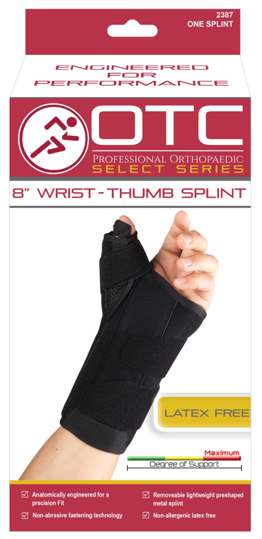 8" WRIST/THUMB Splint Black