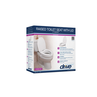 Drive Raised Toilet Seat With Lock And Lid (Standard), 2"