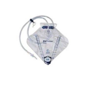 Dover Urine Drainage Bag, Anti-Reflux Chamber, Drain Tube Hook and Loop Hanger, Poly Bag, 2000 mL