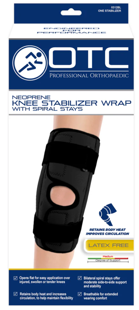 OTC Neoprene Knee Stabilizer/Spiral Stays Black