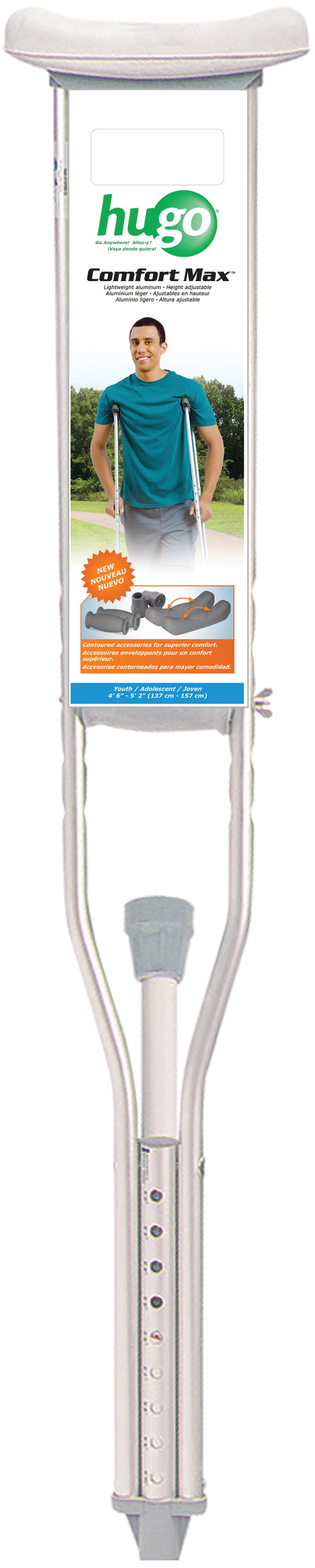 Béquilles légères en aluminium Hugo Comfort Max