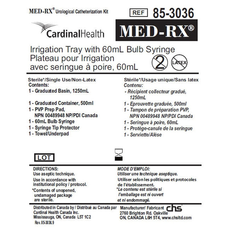 Plateau d'irrigation Med-Rx® avec seringue à poire de 60 ml - 85-3036