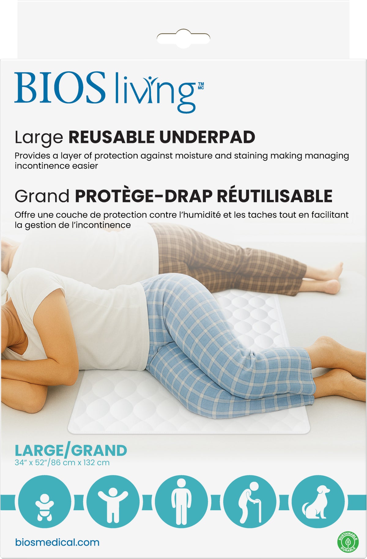 Bios Living - Large Reusable Underpad 34x52"/86x132cm (57056)