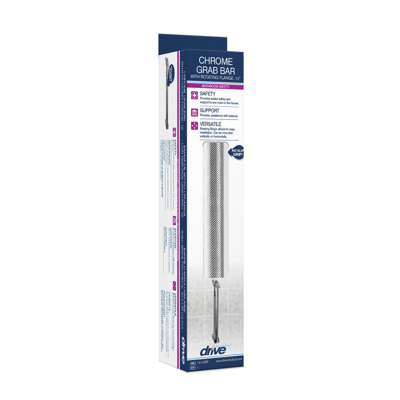 Chrome Knurled Grab Bar With Rotating Flange
