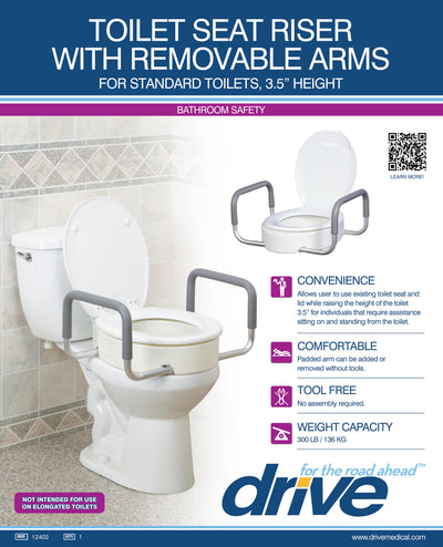 Drive Premium Raised Toilet Seat With Removable Arms