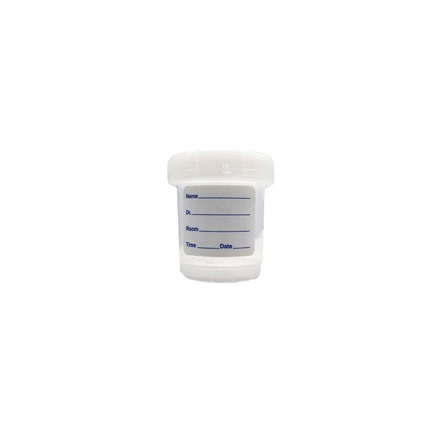 Leakbuster Specimen Container, Sterile, Orange Cap, with Tamper Tab Patient Label