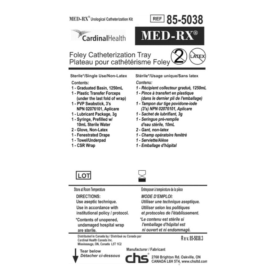 Med-Rx Foley Catheterization Tray- 85-5038