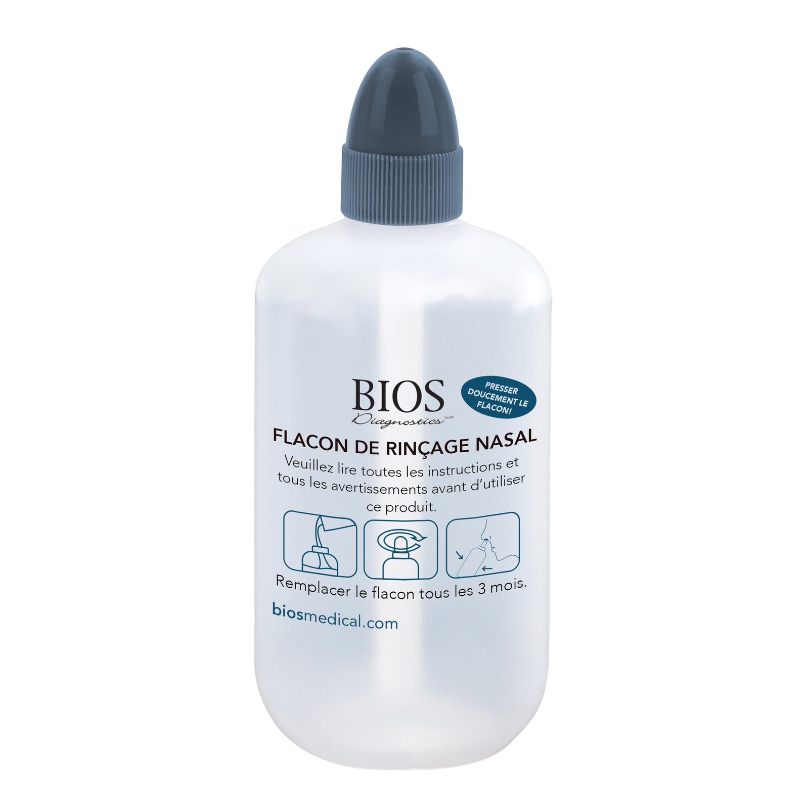 BIOS Diagnostics - Nasal Rinse Bottle - 250 ml (8.5 fl oz) (NS161)